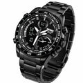 SKMEI black digital analog chronograph watch on white background