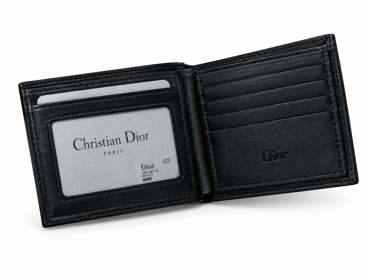 Luxury Black Leather Bi-Fold Wallet