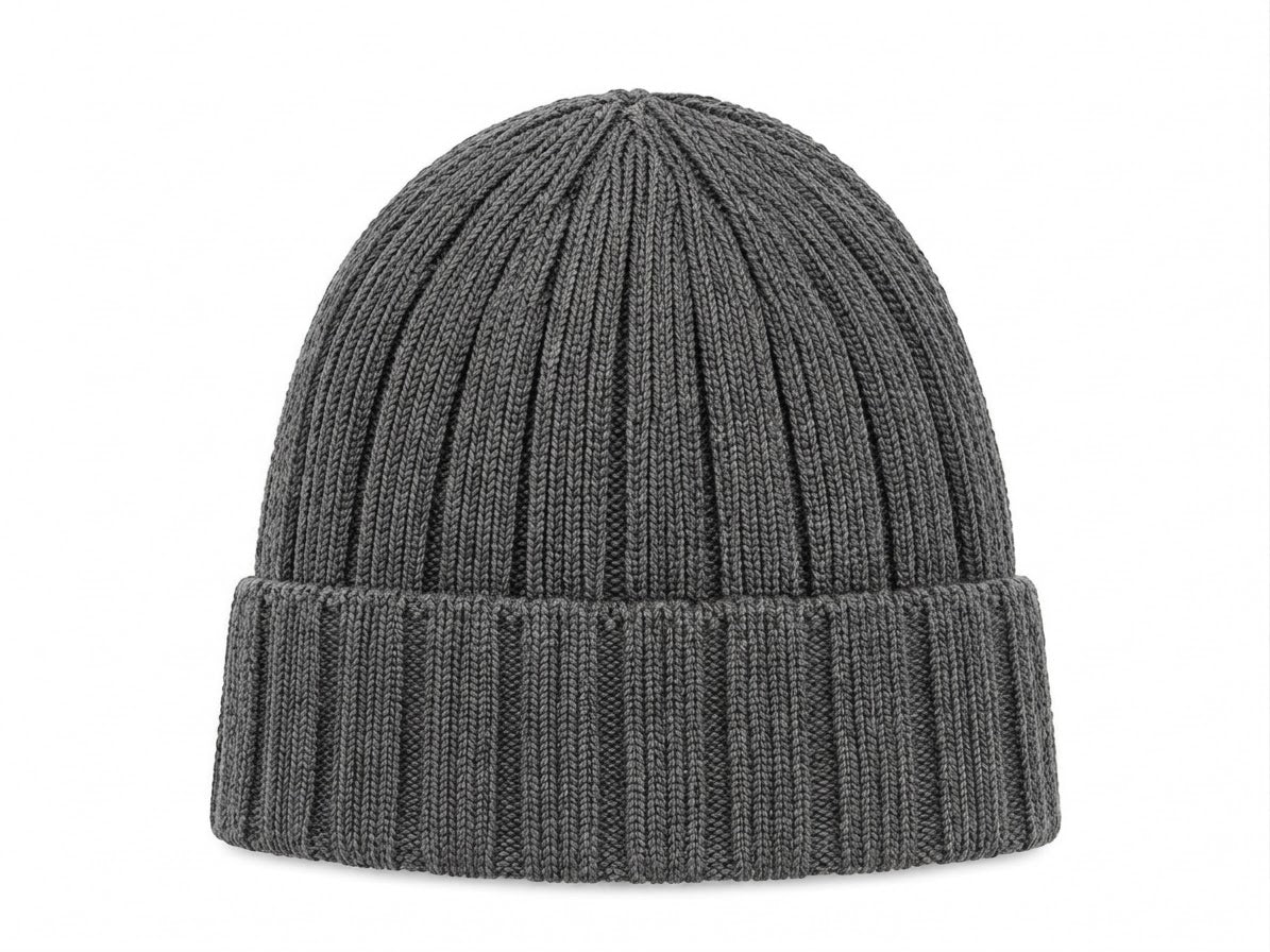 Men's Classic Ribbed Knit Beanie - Dark Grey — product image