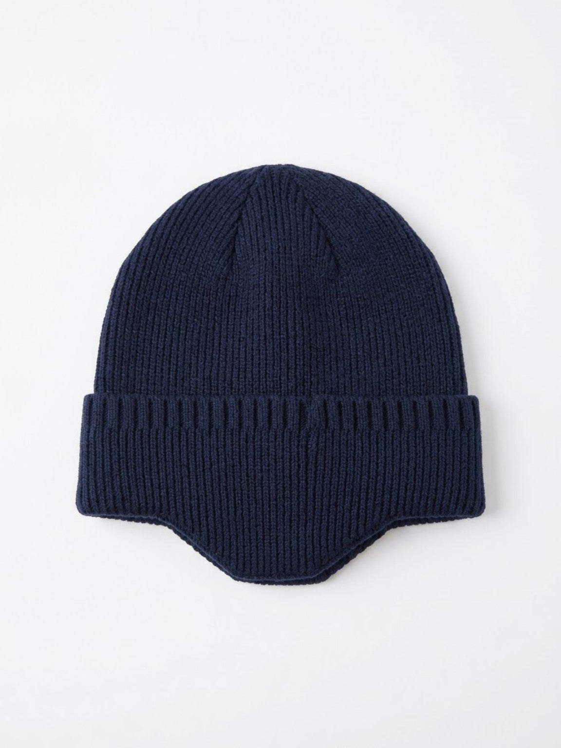 Navy blue ribbed knit winter beanie product view