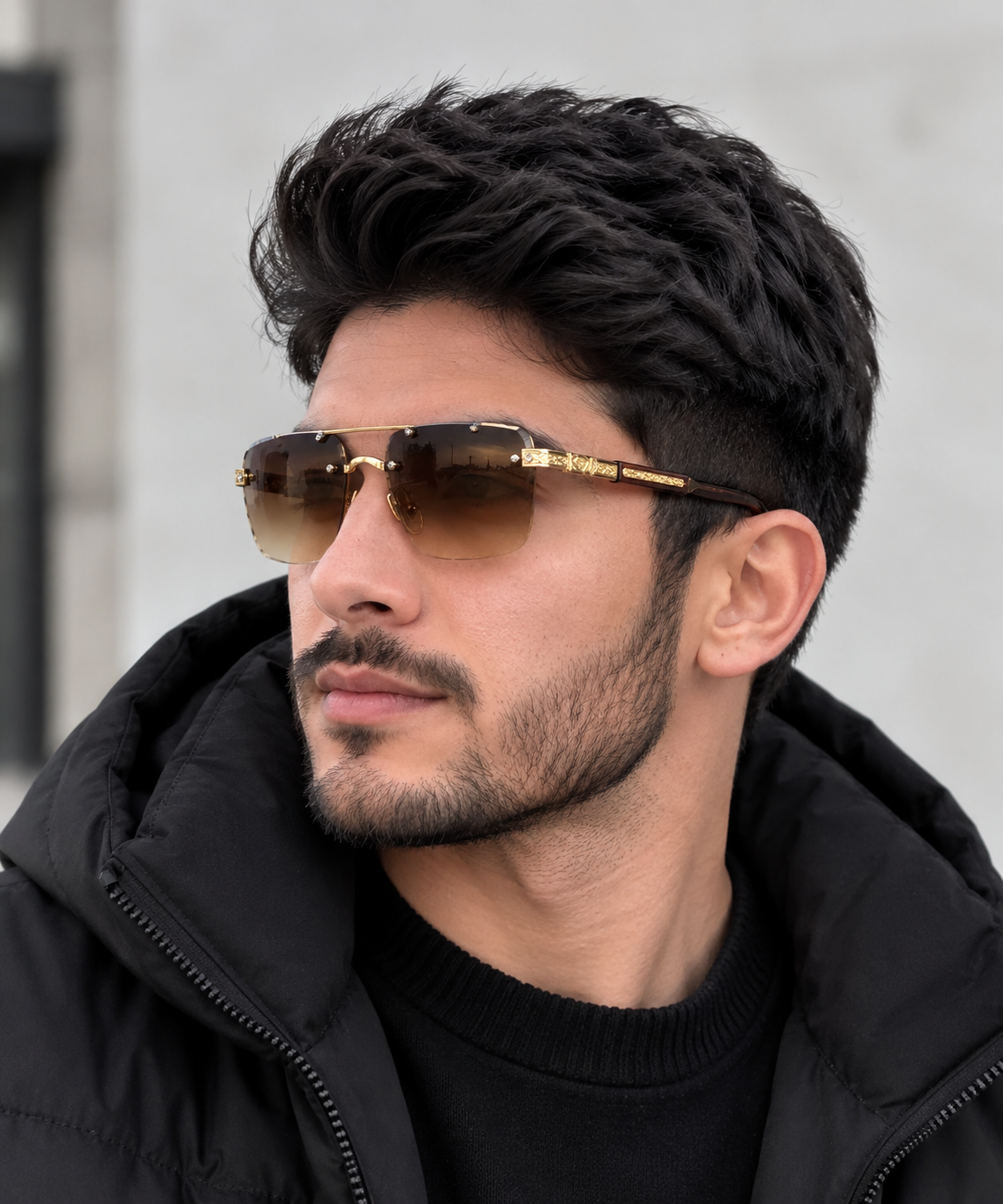 Premium Gold Rimless Gradient Sunglasses — product image