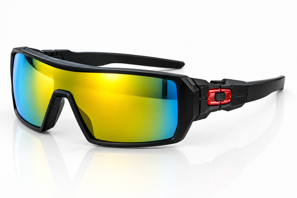 Premium Sport Shield Sunglasses – Black Frame with Mirrored Lens — product image