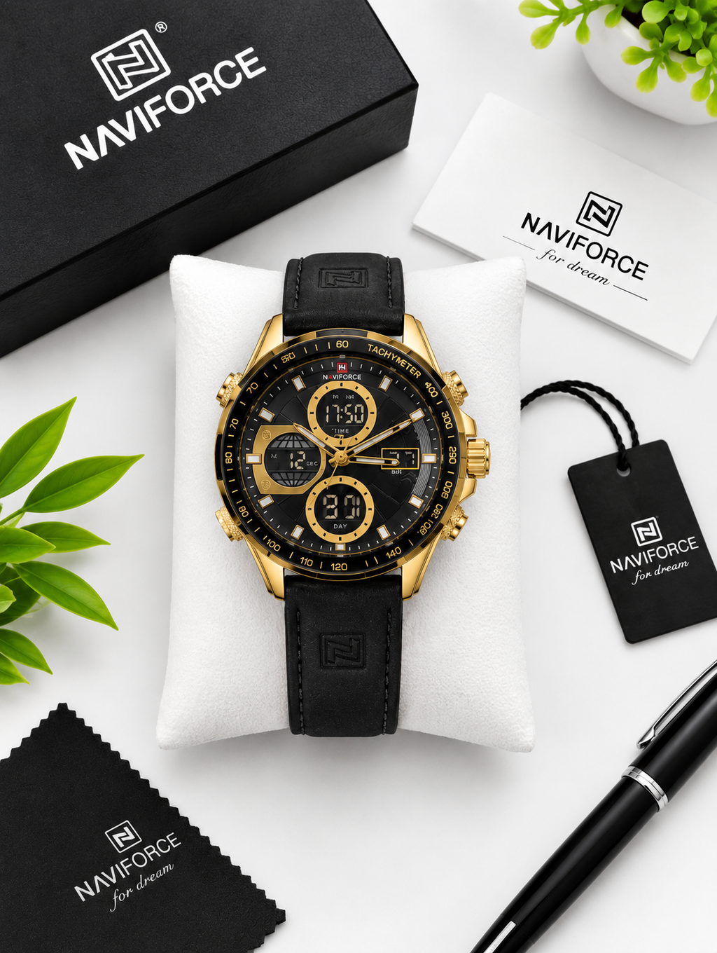 NAVIFORCE Luxury Men’s Chronograph Watch – Black & Gold Premium Design — product image
