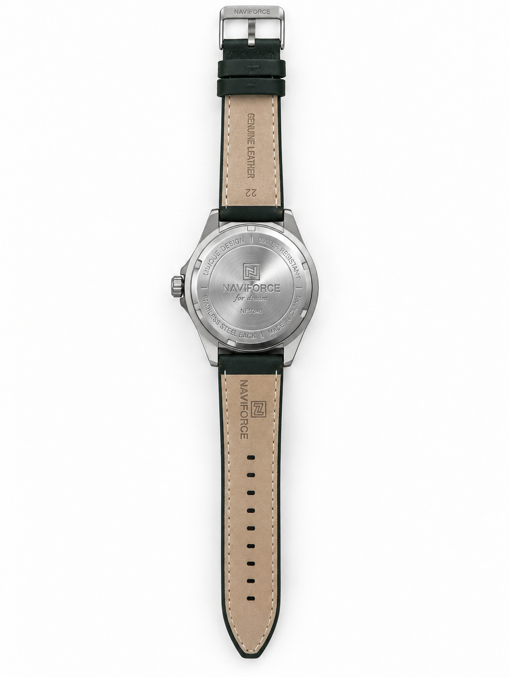 Naviforce Men's Green Dial Leather Strap Casual Watch — product image
