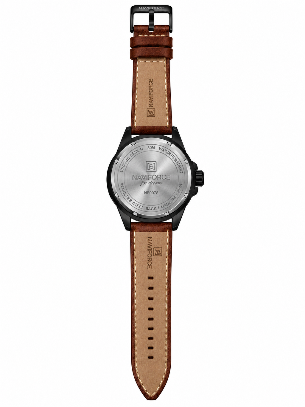 NAVIFORCE Men’s Luxury Analog Watch – Black Dial with Genuine Leather Strap | Stylish Casual Wristwatch — product image