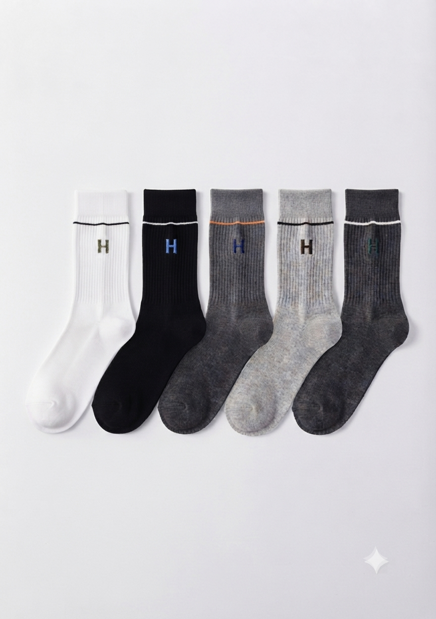 Pack of 5 Premium Ribbed Crew Socks – Men’s Casual Cotton Socks 🧦 — product image