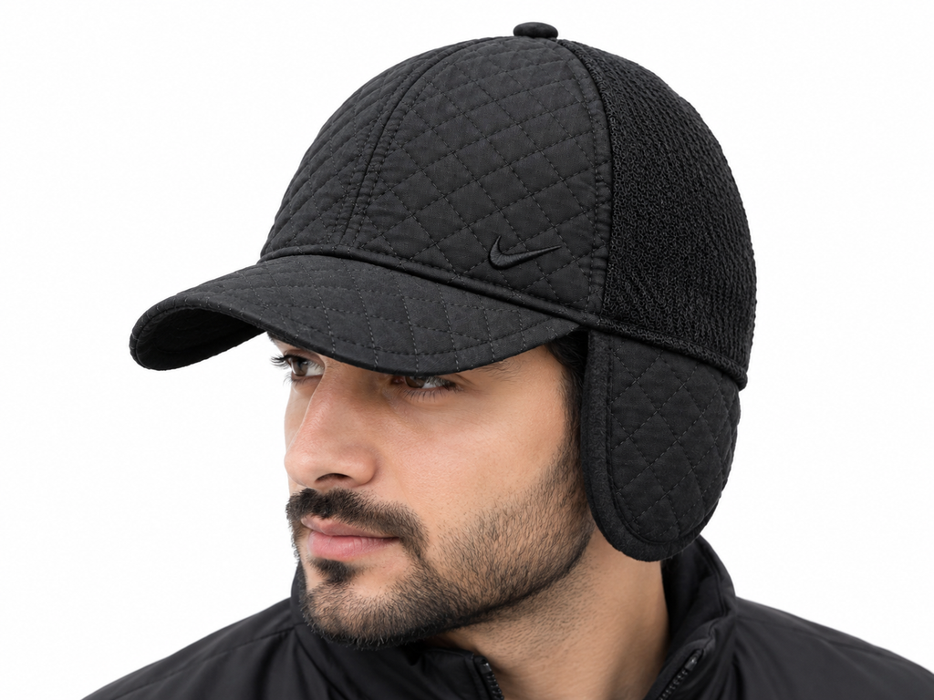 Premium Black Quilted Mesh Cap – Adjustable Sports & Casual Baseball Hat — product image