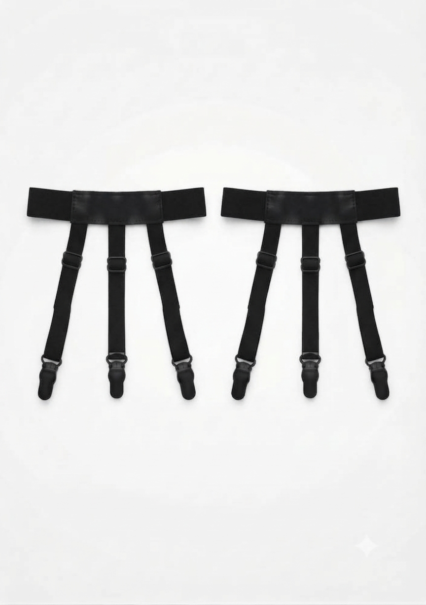 Men’s Adjustable Leg Strap Garter Belt – Premium Black Thigh & Shirt Stay Straps — product image