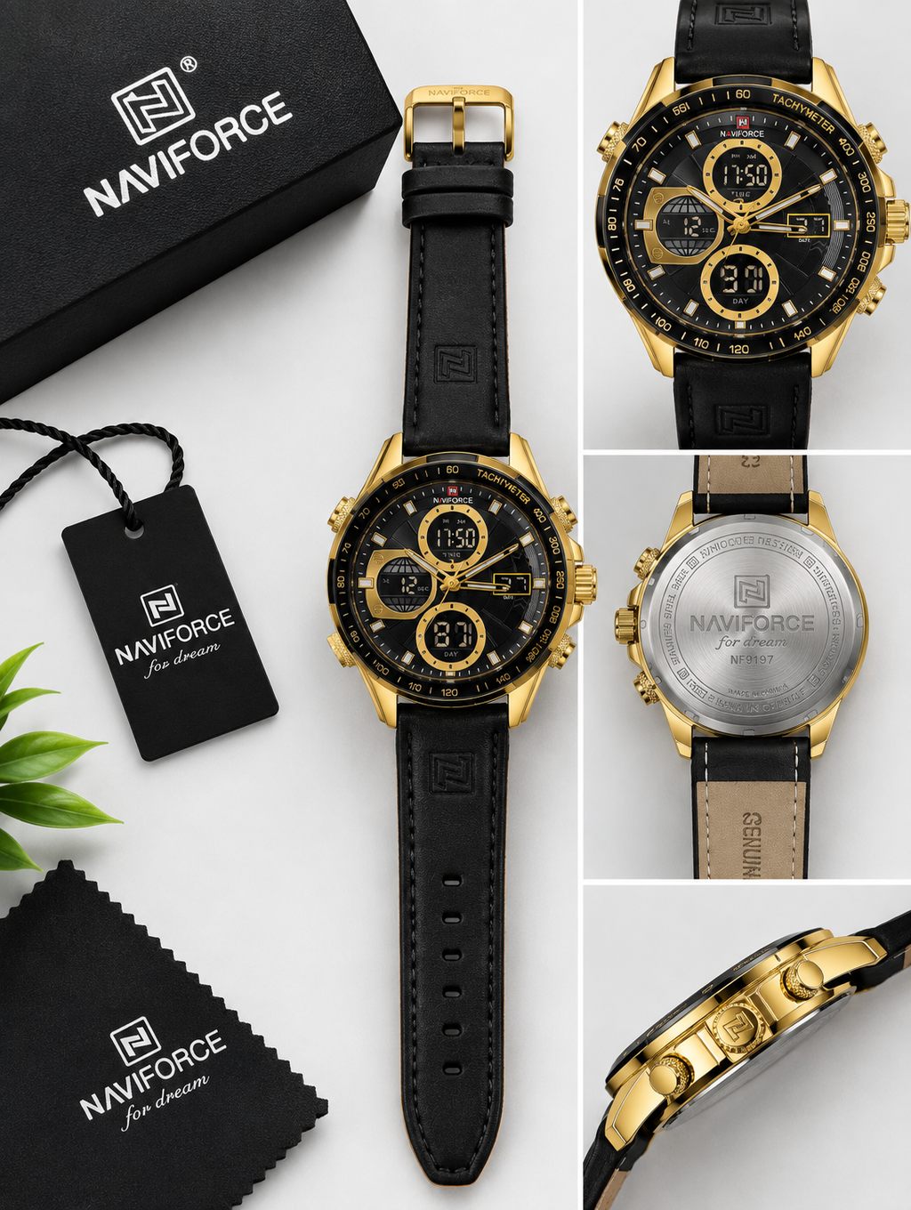 NAVIFORCE Luxury Men’s Chronograph Watch – Black & Gold Premium Design — product image