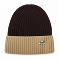 Men's Brown and Beige Knitted Winter Beanie — product image