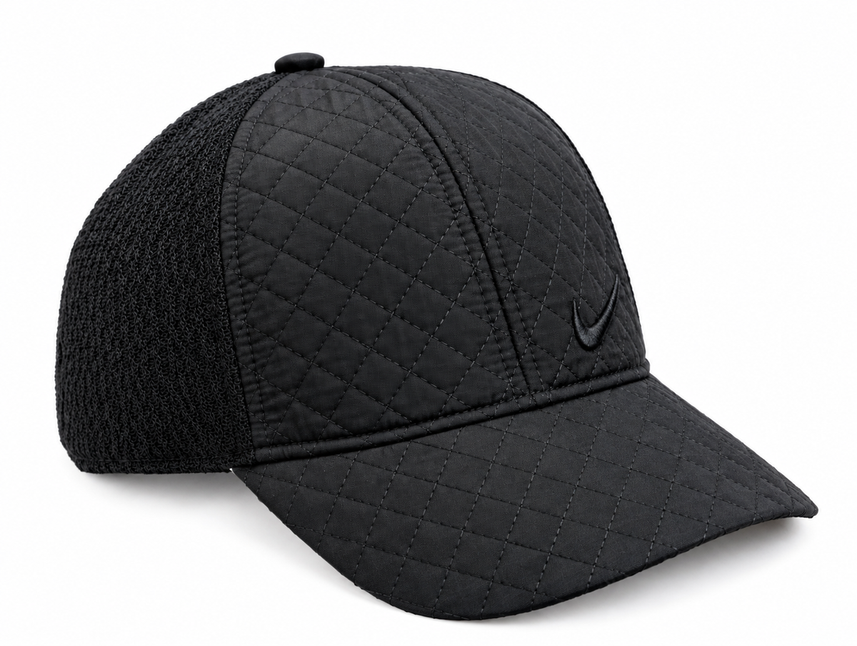 Premium Black Quilted Mesh Cap – Adjustable Sports & Casual Baseball Hat — product image