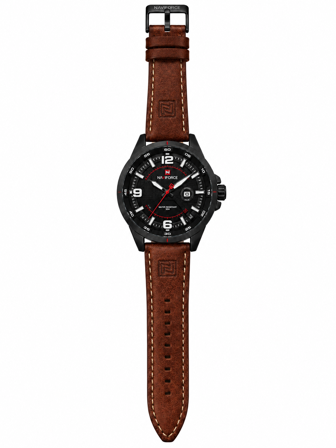 NAVIFORCE Men’s Luxury Analog Watch – Black Dial with Genuine Leather Strap | Stylish Casual Wristwatch — product image