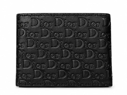 Luxury Black Leather Bi-Fold Wallet - Dior design