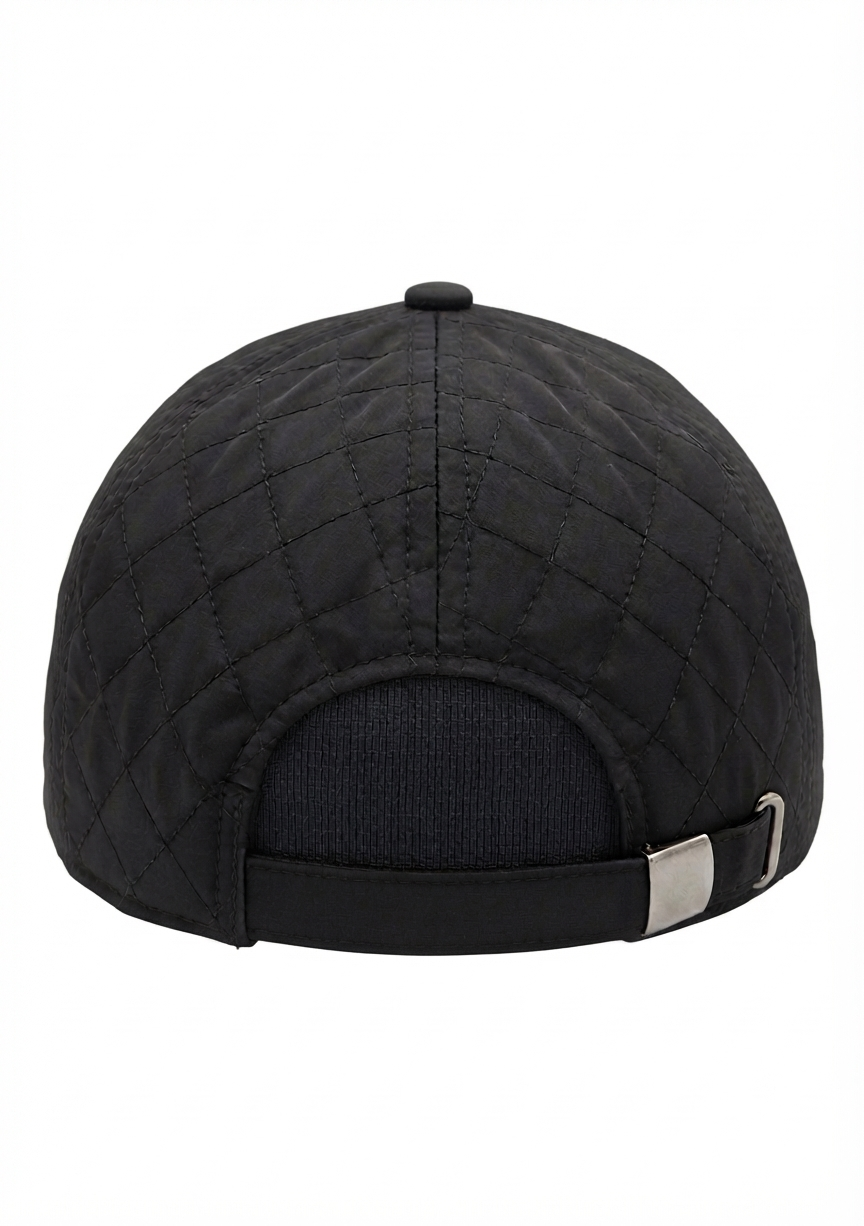 Men’s Premium Quilted Embroidered Baseball Cap – Classic Black Adjustable Hat — product image