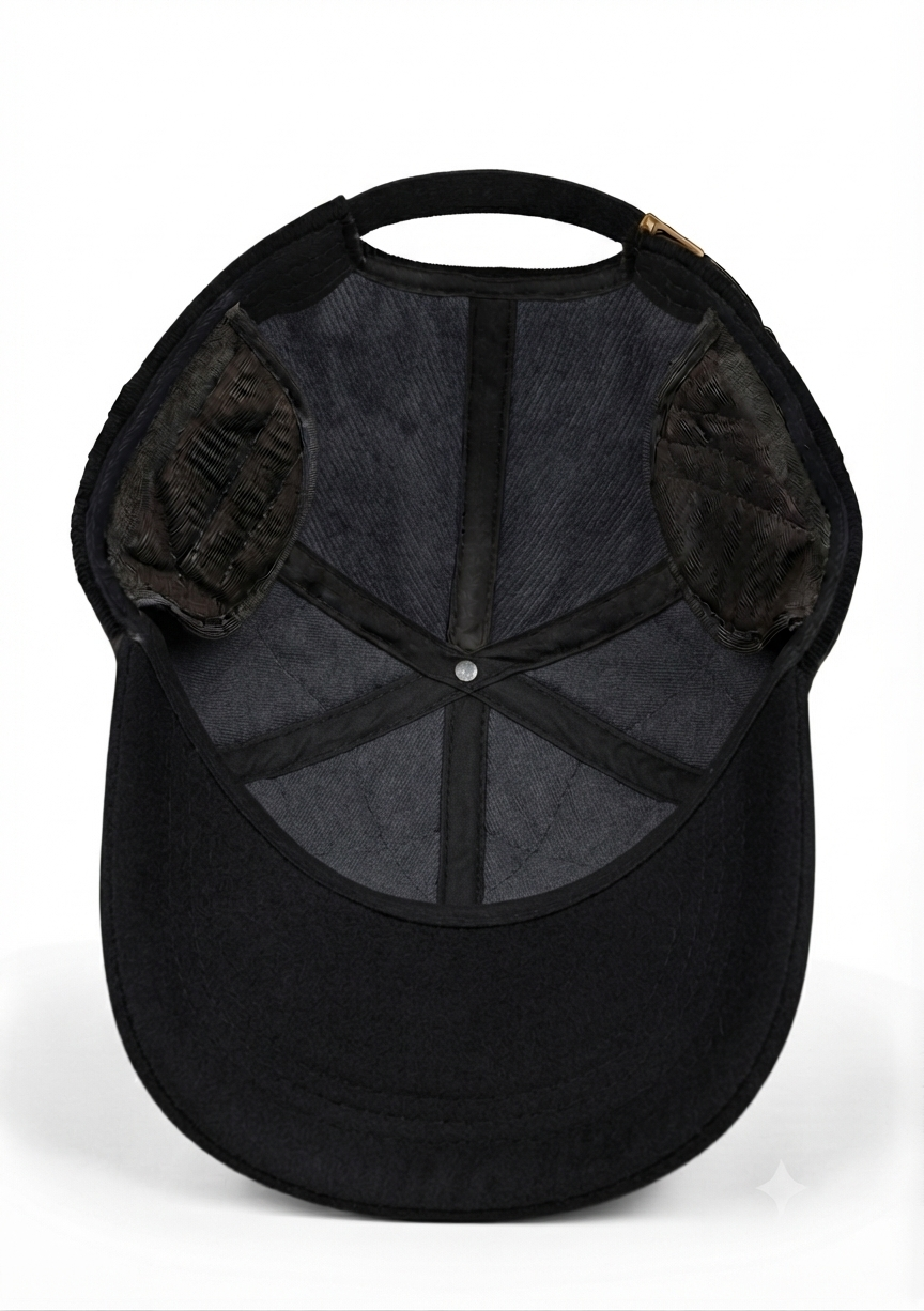 Men’s Premium Quilted Embroidered Baseball Cap – Classic Black Adjustable Hat — product image