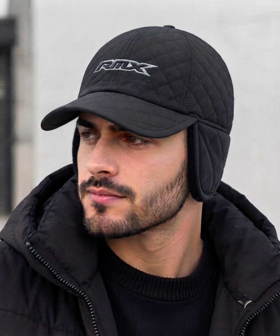 Men’s Premium Quilted Embroidered Baseball Cap – Classic Black Adjustable Hat — product image